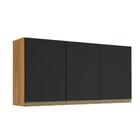 Armário De Parede Para Quarto 3 Portas Preto Nature Karen Pet