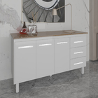 Armário Deise Cozinha Gabinete De Pia 150 Cm Branco E Tampo T