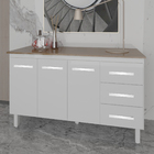Armário Deise Cozinha Gabinete De Pia 150 Cm Branco E Tampo T