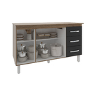 Armário Deise Cozinha Gabinete De Pia 150 Cm Savana Preto E T