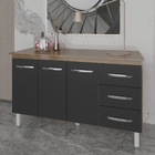 Armário Deise Cozinha Gabinete De Pia 150 Cm Savana Preto E T