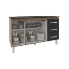 Armário Deise Cozinha Gabinete De Pia 150 Cm Savana Preto E T