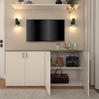 Armário Duplo Baixo Para Quarto Moderno Branco/ Mel