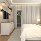 Armário Duplo Baixo Para Quarto Moderno Branco/ Mel