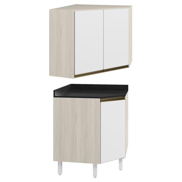 Armario E Balcao Canto Obliquo 75cm Mdf Kali Nicioli