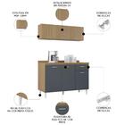 Armário E Balcão Com Tampo 120cm Classic Ripado Damasco Cinza