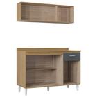 Armário E Balcão Com Tampo 120cm Classic Ripado Damasco Cinza