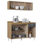 Armário E Balcão Com Tampo 120cm Classic Ripado Damasco Cinza