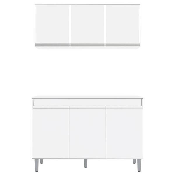 Armário E Balcão Gabinete Para Pia 120cm Com Tampo 3 Portas M