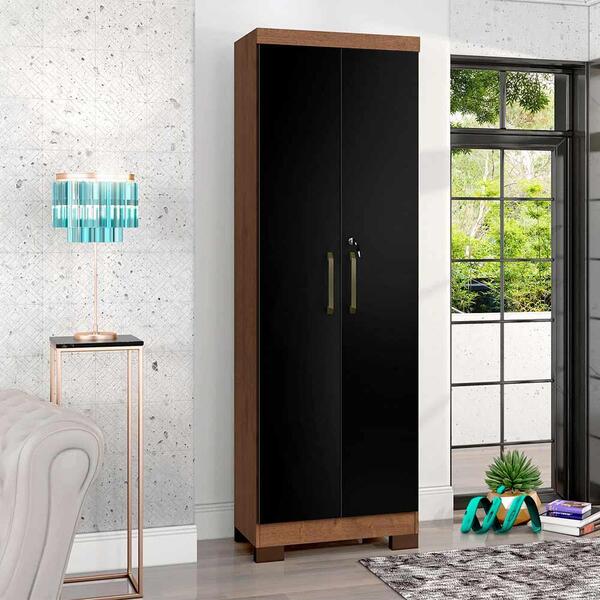 Armário Escritório 2 Portas Com Chave Natura Preto Max Plus