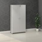 Armário Escritório 3 Prateleiras 2 Portas Cinza Liso