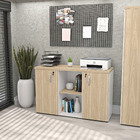 Armário Escritório Baixo Semiaberto Portas C/chave Netmobil -