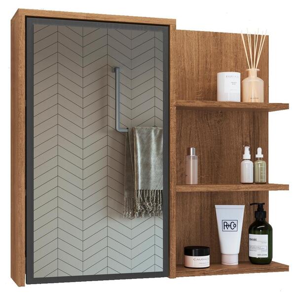 Armário Espelheira 70 Cm 1 Porta 3 Nichos Es2001 Faem