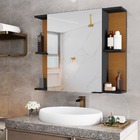 Armário Espelheira Para Banheiro 1 Porta Nilo Preto Com Natur