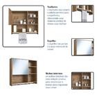 Armário Espelheira Para Banheiro 80cm Com 1 Porta 4 Nichos E