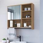 Armário Espelheira Para Banheiro 80cm Com 1 Porta 4 Nichos E