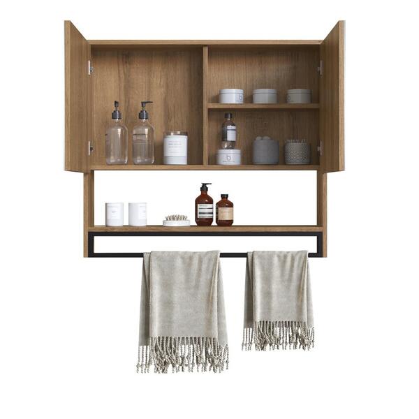 Armário Espelheira Para Banheiro 80cm Com 2 Portas E Toalheir