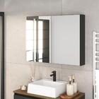 Armário Espelheira Para Banheiro Grafite 80x61,5cm Aurora Com