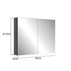 Armário Espelheira Para Banheiro Grafite 80x61,5cm Aurora Com