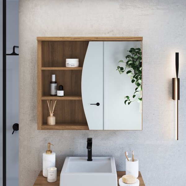 Armário Espelheira Para Banheiro Laura Com 1 Porta E 2 Pratel