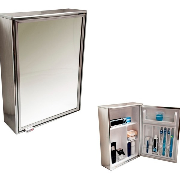 Armário Espelho Para Banheiro Alumínio Parede Sobrepor Preto/