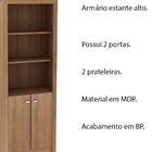 Armário Estante Alto Para Escritório Home Office Me4110 Mdp A