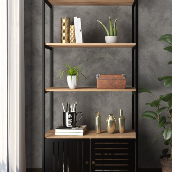 Armario Estilo Industrial Metal + Madeira Organizador