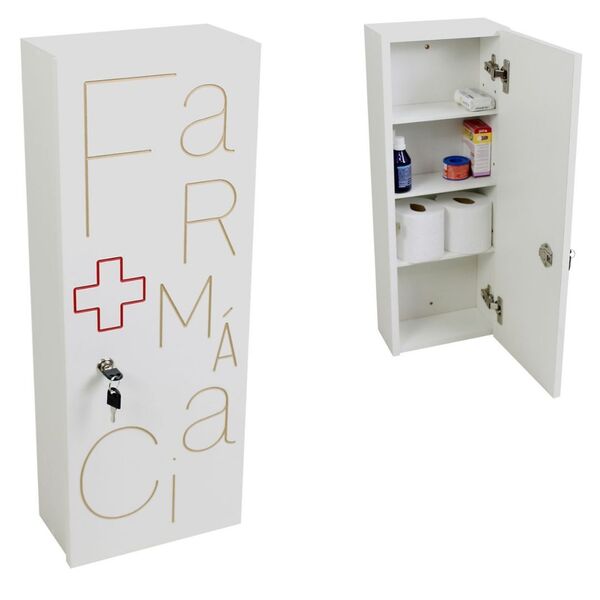 Armário Farmácia Organizador Multiuso Parede Com Fechadura