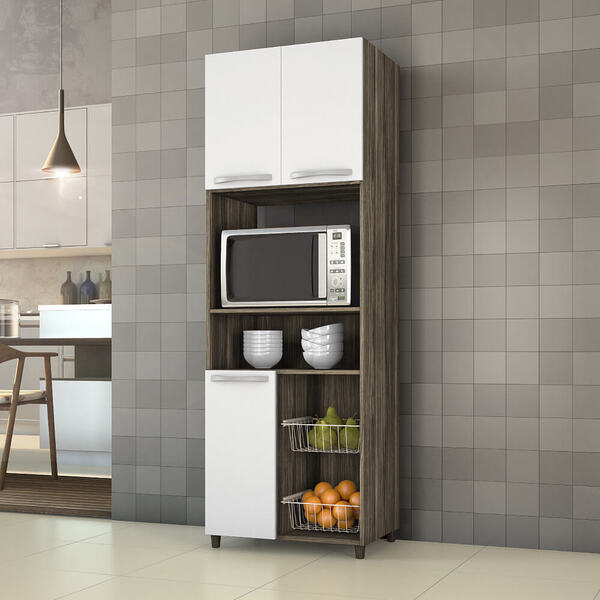 Armário Fruteira Top Line 3 Portas 2 Nichos - Chocolate/branco