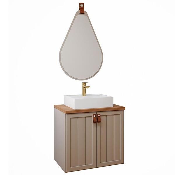 Armário Gabinete Alure 60cm Para Banheiro Com Cuba E Espelho