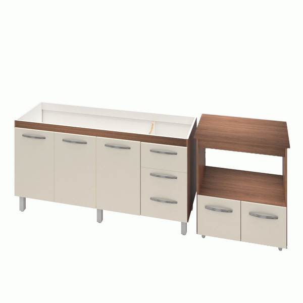 Armário Gabinete Balcão Para Pia 138 Cm Carina Balcão Multius