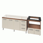 Armário Gabinete Balcão Para Pia 138 Cm Carina Com Balcão Par