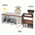 Armário Gabinete Balcão Para Pia 138 Cm Carina Com Balcão Par