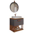 Armário Gabinete Duna 60cm Para Banheiro Com Cuba E Espelho L