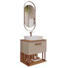 Armário Gabinete Duna 60cm Para Banheiro Com Cuba E Espelho L