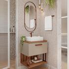 Armário Gabinete Duna 60cm Para Banheiro Com Cuba E Espelho L