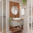 Armário Gabinete Duna 80cm Para Banheiro Ripado Com Cuba E Es