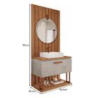 Armário Gabinete Duna 80cm Para Banheiro Ripado Com Cuba E Es