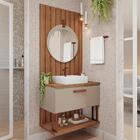 Armário Gabinete Duna 80cm Para Banheiro Ripado Com Cuba E Es