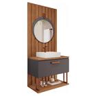 Armário Gabinete Duna 80cm Para Banheiro Ripado Com Cuba E Es