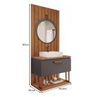 Armário Gabinete Duna 80cm Para Banheiro Ripado Com Cuba E Es