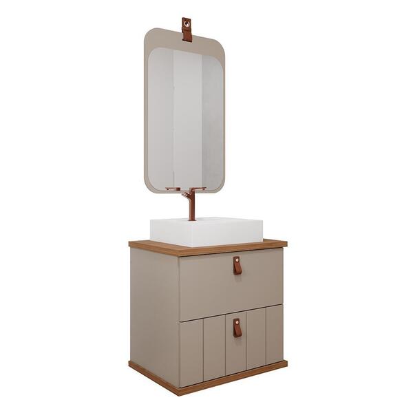 Armário Gabinete Milano 60cm Para Banheiro Com Cuba E Espelho