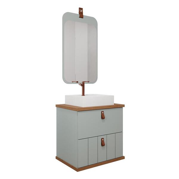 Armário Gabinete Milano 60cm Para Banheiro Com Cuba E Espelho