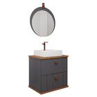 Armário Gabinete Milano 60cm Para Banheiro Com Cuba E Espelho