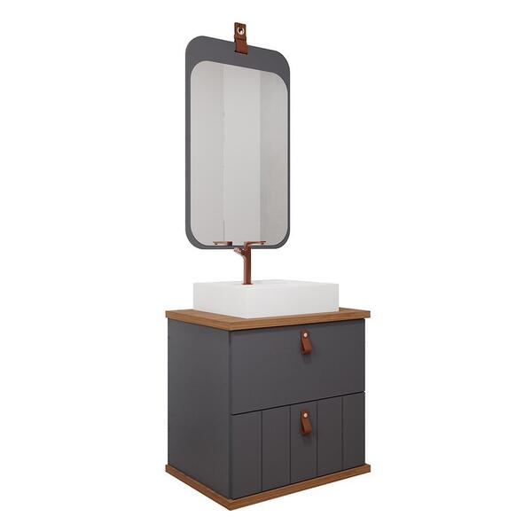 Armário Gabinete Milano 60cm Para Banheiro Com Cuba E Espelho