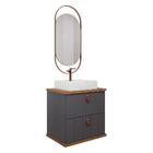 Armário Gabinete Milano 80cm Para Banheiro Com Cuba E Espelho