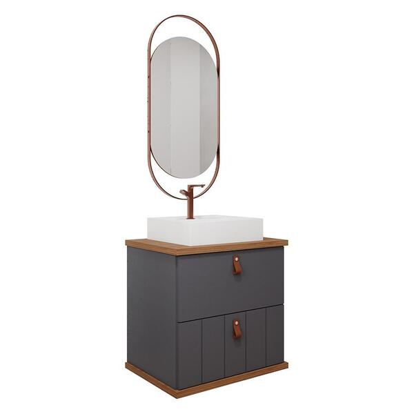 Armário Gabinete Milano 80cm Para Banheiro Com Cuba E Espelho