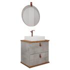 Armário Gabinete Milano 80cm Para Banheiro Com Cuba E Espelho