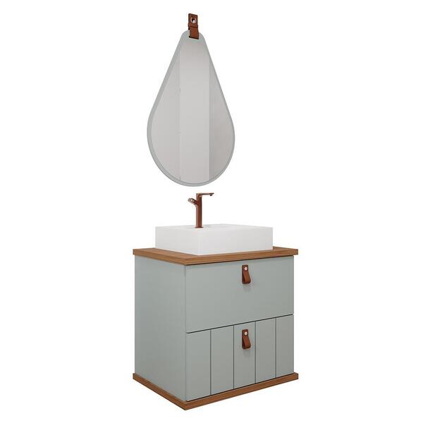 Armário Gabinete Milano 80cm Para Banheiro Com Cuba E Espelho