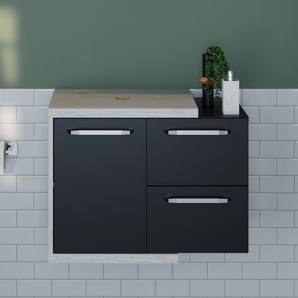 Armario Gabinete Nexus 65p Contemporâneo Snow /preto Ônix